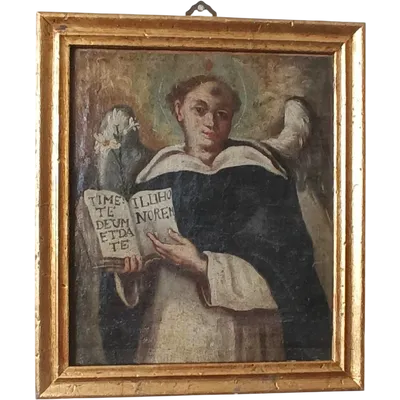 Peinture à l'huile ancienne sur toile, Saint Vincent Ferrer