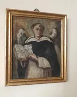 Peinture à l'huile ancienne sur toile, Saint Vincent Ferrer