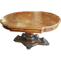 Italian Luigi Filippo walnut-root Italian coffee table with drawer