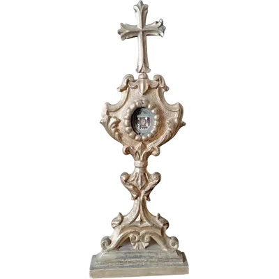 Reliquiario in legno dorato XVIII secolo -   reliquia Santa Lucia H.43 CM