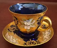 Service à café en verre de Murano décoré à la main