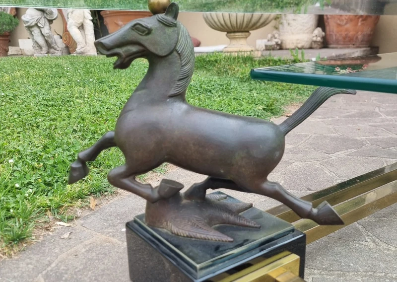 Tavolo con cavalli in bronzo Maison Charles 1970