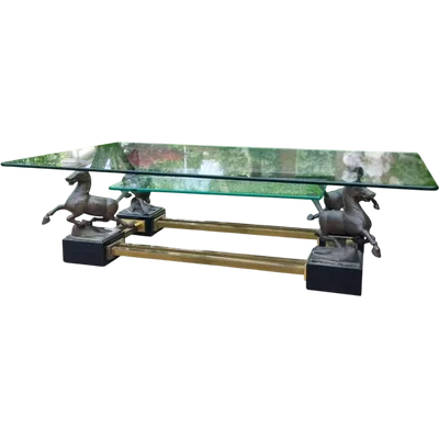 Tavolo con cavalli in bronzo Maison Charles 1970