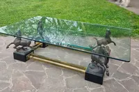 Tavolo con cavalli in bronzo Maison Charles 1970