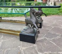 Tavolo con cavalli in bronzo Maison Charles 1970