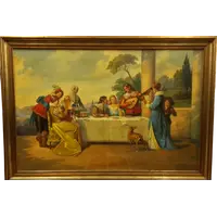 Dipinto Italiano di una scena galante seconda metà del novecento, firmato