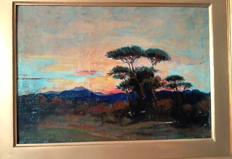 peinture ancienne à l'huile sur toile Ettore Cumbo Borgia fin du 19ème siècle ( Messina 1833- Florence 1899