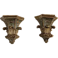 Pair Genovese Louis XVI Lacquered and Gilded Mensole XVIII Century