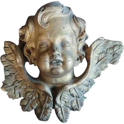 Antica grande testa cherubino ,barocco XVII secolo italia