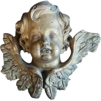 Antica grande testa cherubino ,barocco XVII secolo italia