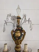 Pair of Genoese gilded and lacquered wood wall sconces, crystals, late 19th century