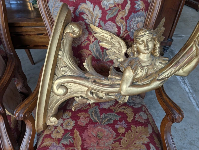 Coppia angeli portacero da muro legno dorato XIX secolo