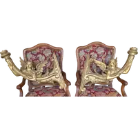 Coppia angeli portacero da muro legno dorato XIX secolo