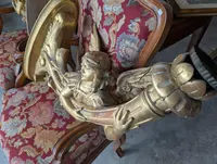 Coppia angeli portacero da muro legno dorato XIX secolo