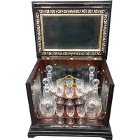 19TH CENTURY EBONIZED WOOD AND CRYSTAL LIQUEUR CAVE' A LIQUEUR