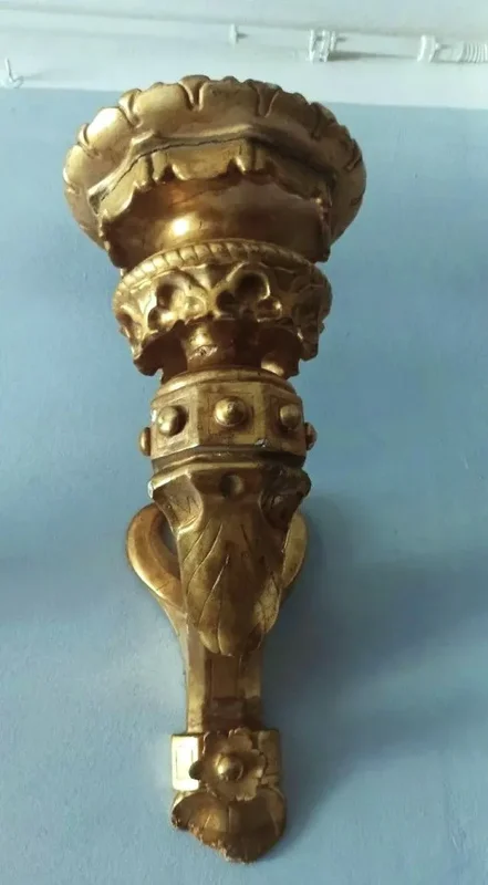 Big old pair of gilded wall candlesticks - gilded wooden wall sconce