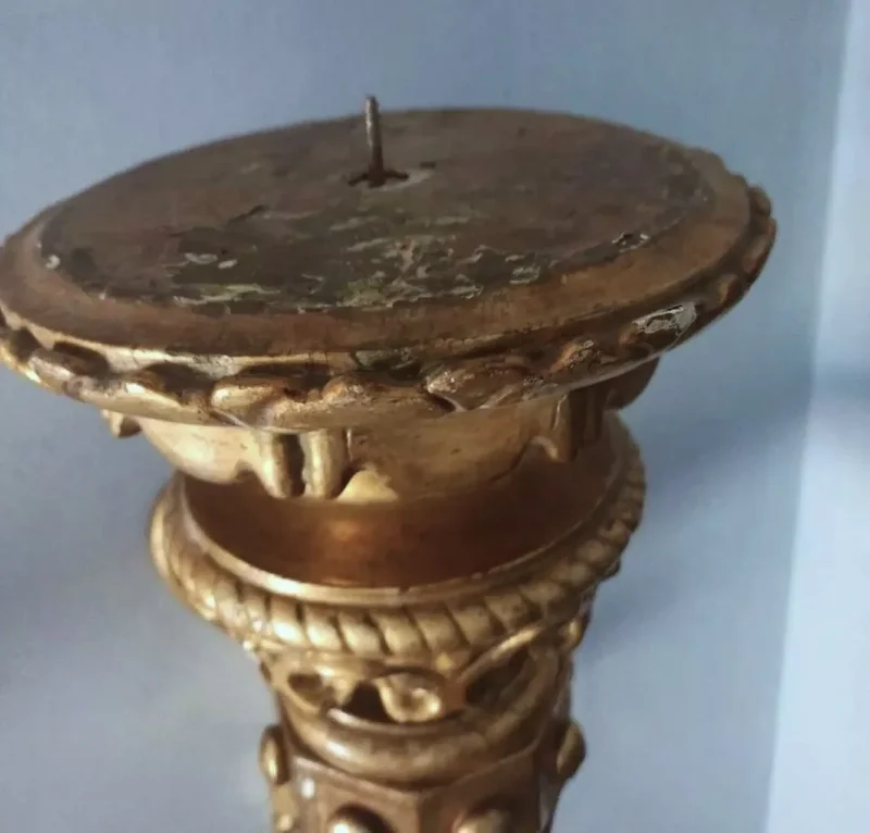 Big old pair of gilded wall candlesticks - gilded wooden wall sconce