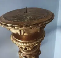 Big old pair of gilded wall candlesticks - gilded wooden wall sconce