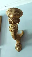 Big old pair of gilded wall candlesticks - gilded wooden wall sconce