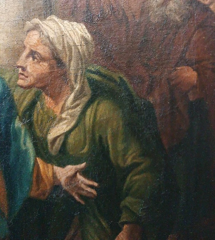 Dipinto olio su tela antico scuola italiana XVIII secolo -Visitazione