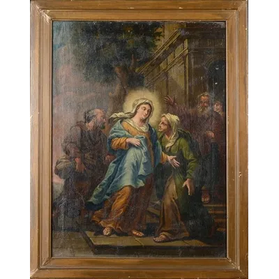 Oil painting on canvas antique Italian school 18th century -Visitation
