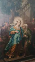 Dipinto olio su tela antico scuola italiana XVIII secolo -Visitazione