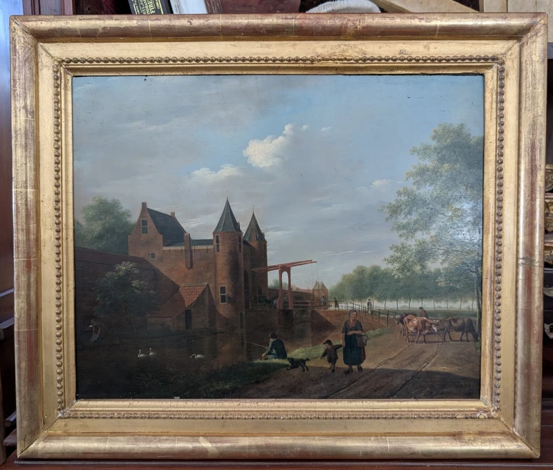 Landscape with figures and livestock, Pieter Gerardus van Os