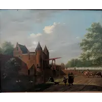 Landscape with figures and livestock, Pieter Gerardus van Os