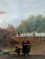 Landscape with figures and livestock, Pieter Gerardus van Os