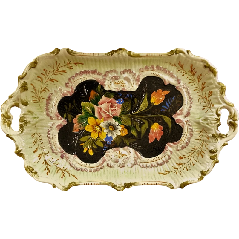 Vassoio in ceramica italiana dipinto a mano
