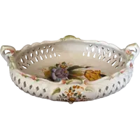 Piccolo cestino in ceramica italiana, dipinto a mano