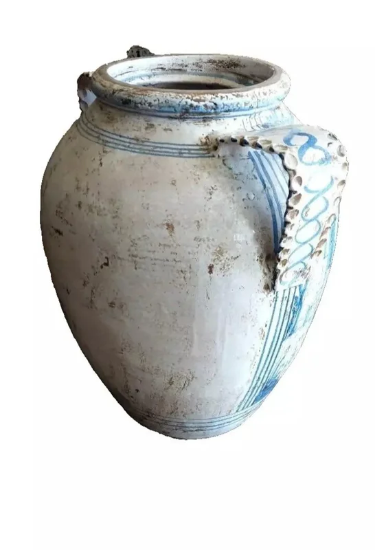 Grande orciole ancienne en majolique du 19ème siècle Naples