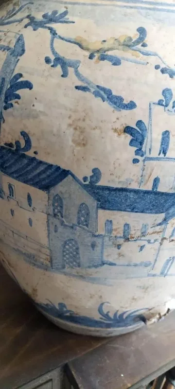 Grande orciole ancienne en majolique du 19ème siècle Naples