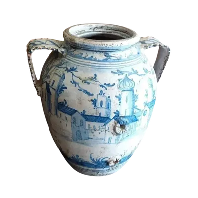 Grande orciole ancienne en majolique du 19ème siècle Naples