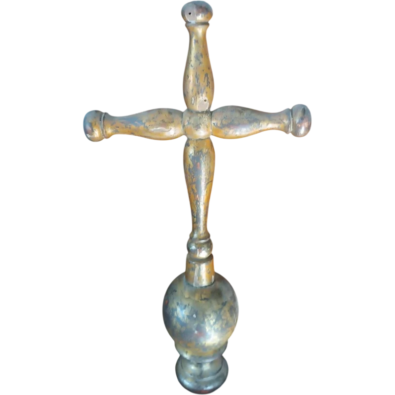 Antica croce processionale in legno dorato