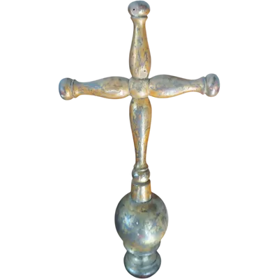 Antica croce processionale in legno dorato
