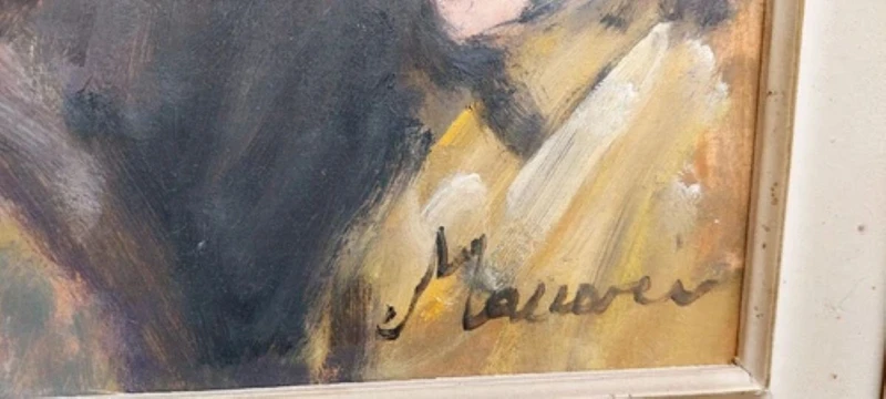 MINO MACCARI OIL PRESSED CARDBOARD 30X40 THREE FEMALE FIGURES