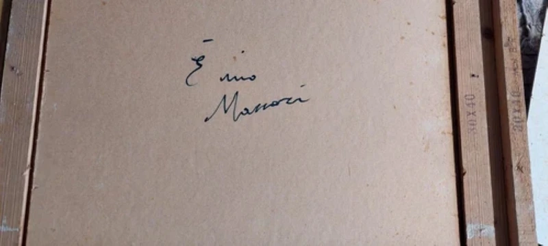 MINO MACCARI OIL PRESSED CARDBOARD 30X40 THREE FEMALE FIGURES