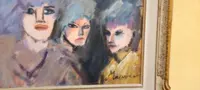 MINO MACCARI OIL PRESSED CARDBOARD 30X40 THREE FEMALE FIGURES