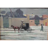 Renato Natali, scena innevata con carrozza, anni ’60