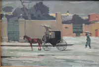 Renato Natali, scena innevata con carrozza, anni ’60