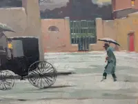 Renato Natali, scena innevata con carrozza, anni ’60