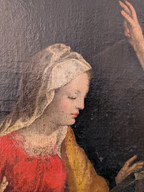 Annunciazione, dipinto olio su tela, fine XVII secolo, cm 78x100