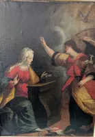 Annunciazione, dipinto olio su tela, fine XVII secolo, cm 78x100
