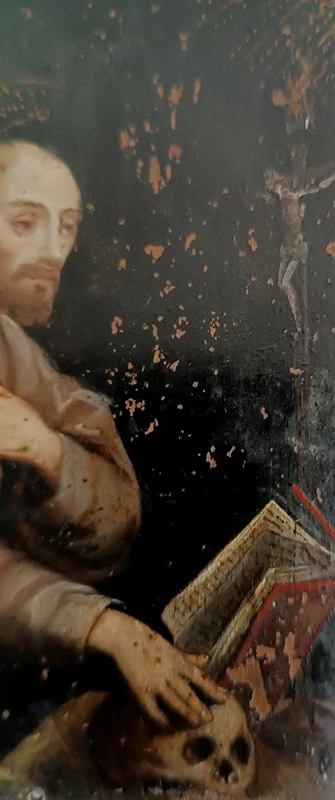 Antico dipinto su rame scuola italiana XVII secolo-SAN FRANCESCO