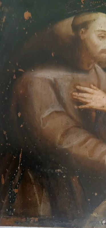 Antico dipinto su rame scuola italiana XVII secolo-SAN FRANCESCO
