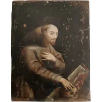 Antico dipinto su rame scuola italiana XVII secolo-SAN FRANCESCO