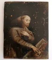 Antico dipinto su rame scuola italiana XVII secolo-SAN FRANCESCO