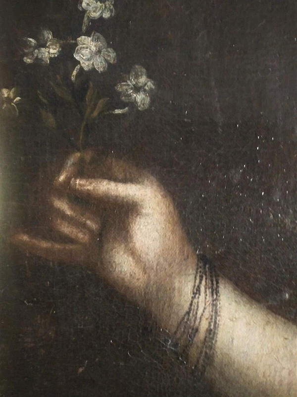 Antique Oil Painting On Canvas - Female Portrait - 18th Century - European School