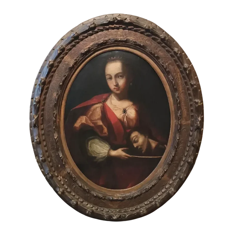 Huile sur toile ancienne Salomé avec la tête du Baptiste - 18e siècle